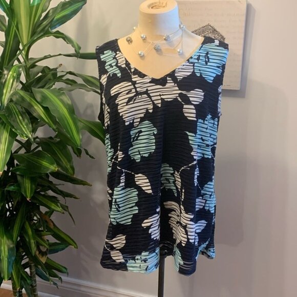 Rickis Blue 2 Layer Floral Tank - Picture 1 of 6